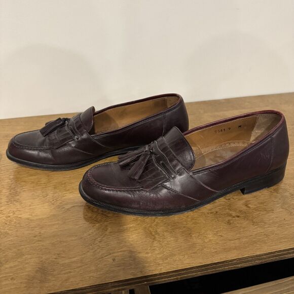 Magnanni Men's 9 M Brown Leather Slip on Tassel Loafer Shoes - BUB - Picture 1 of 5